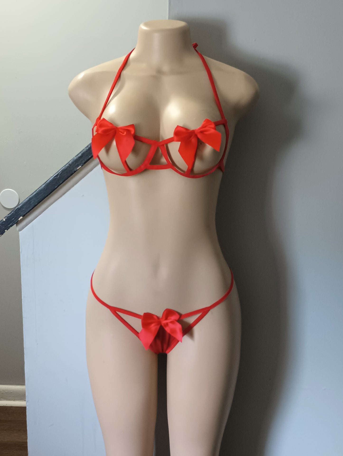 Red bow lingerie set