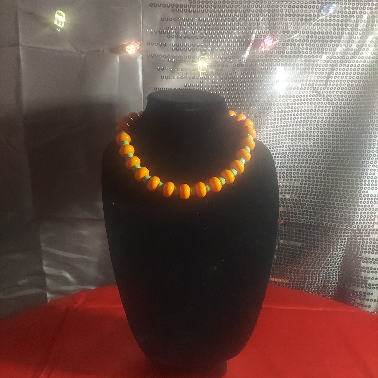 Green Orange  Halloween necklace